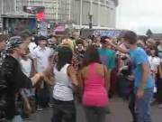 Two Girls Stripped Topless Infront Of A Crowd