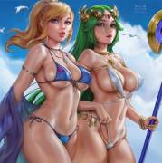 Samus &Amp;Amp;Amp; Palutena In Bikinis (Kittew) [Metroid/Kid Icarus/Super Smash ...