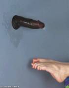 Abandoned In A Glory Hole, Cum Lands On Her Feet