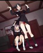 Chika Lifts Kaguya's Skirt.[Love Is War]