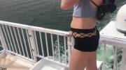 Haley Reed Pissing Off A Boat In Public