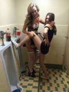 Panties Pulled Down In The Men's Room