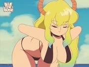 Lucoa Taking Off Her Bikini Top [Miss Kobayashi's Dragon Maid] (Blue The Bone)