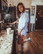 Alyssa Lynch Is Hot In The Kitchen Wearing A Shirt