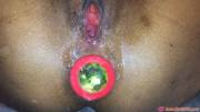 Nice Creampie With A Huge Plug In Her Booty