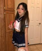 Asian W/ Schoolgirl Outfit