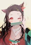 Kitty Nezuko Gets Head Rubs [Demon Slayer]