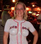 Pretty Lady Wears A Redsox Top