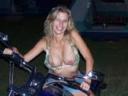 Beads, Boobs, A Bike, And A Blonde...perfect!!