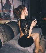 Black Dress And Nude Pantyhose