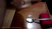 Tablespoon Overflows With Cum