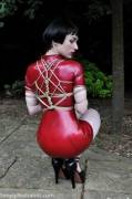 Katy Cee - Latex Dress And Rope