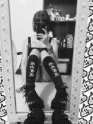 Squeezing Her Clit In The Mirror