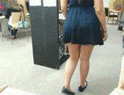 Girl Doing Full Strip And Flash In The Library