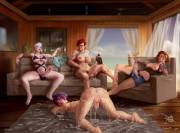 Three Futas Had Their Way With Him