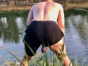 Red Stretched Balls On Wind...waiting Slaps From Friend Behind.