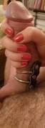 Her Red Nails Round My Cock.