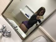 Showing Off Her Purple Panties During Break Time