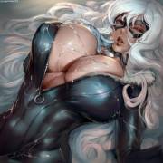 Black Cat Gets Webbed (Cutesexyrobutts) [Spider-Man, Marvel]
