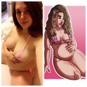 I Commissioned This Drawing Of Me With An Inflated Belly And I Love Love Love It