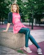 Beautiful Girl With Latex Dress In Public / See More Of Here Here: Https://Www.instagram.com/Runningwithtaboo/