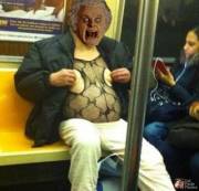 Bilbo Enjoying His Ride On The Subway