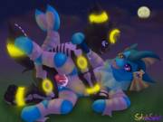 A Skeleton Umbreon Has A Bone For The Mummy Vaporeon [Mf]