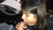 Cute Columbian Gives Blowjob In Car After Party