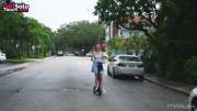 (Gfycat) Blonde Teen Girl Naked On An Electric Scooter