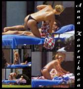 Anna Kournikova Topless Sunbathing