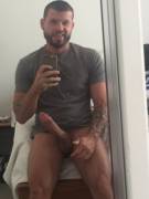 Getting Hard Looking At Himself In The Mirror