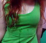 Pretty Redhead In A Green Shirt