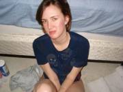 Amateur Got Some On Her Face And Blue Skull Shirt.