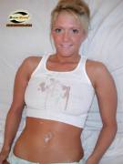 Blond In White Tank Top