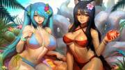 Sona And Ahri In Bikinis
