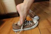 Feet In And Out Of Converse :D