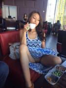 Flashing At A Restaurant