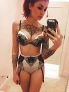 Red Haired Babe In High-Waisted Lingerie.