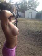 Time To Practice Up For Bow Season. [Nsfw]