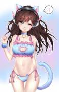D.va In Keyhole Kitty Lingerie [D.va, Overwatch