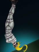 Samus Locked Inside A Full-Body Straitjacket Suit And Suspended In The Air