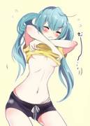 Struggling To Take Her Shirt Off