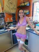 Barista In Purple Lingerie