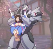 [Fxm] D.va X Reinhardt - D.va Gets Pinned [Wolfade]