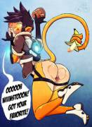 [F] Tracer Has A Treat For Winston [Mypettentaclemonster]