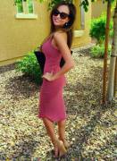 Slim Brunette On Rocks