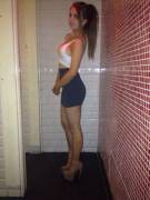 Tight Miniskirt Teen On High Heels