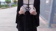 Boobs Out Next To A Bus Stop!