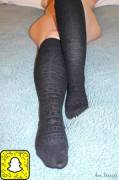 Showing Off Her Soft Black Knee Highs!