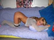 Blonde Posing In College Dorms